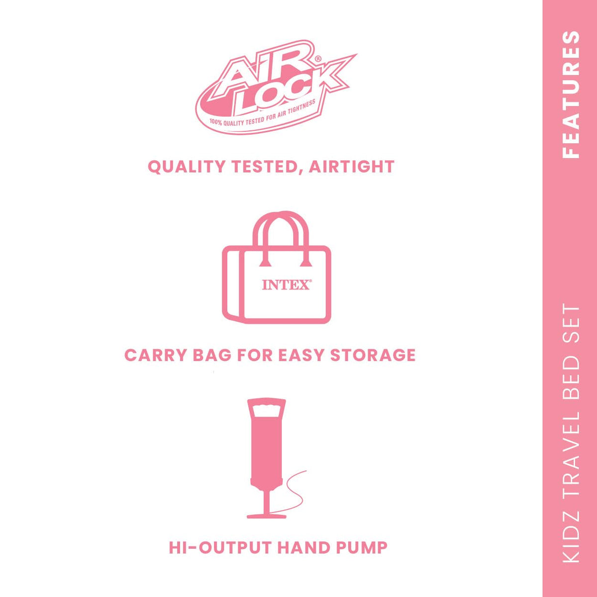 Inflatable Travel Bed Set with Hand Pump and Carry Bag R541682