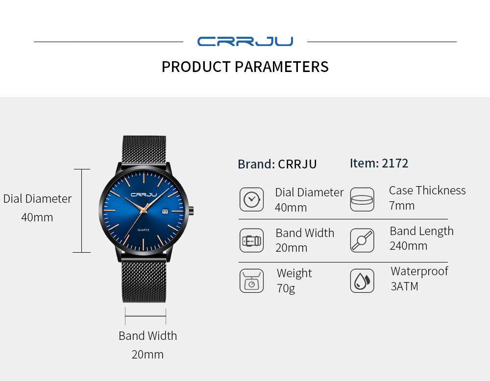 Minimalist Auto Date Quartz Waterproof Watch S148661