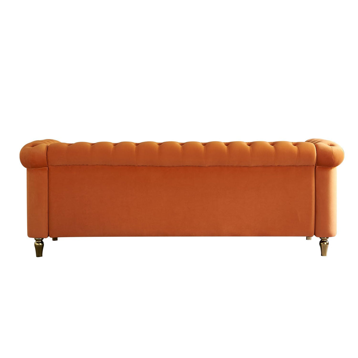 Orange Velvet 3 Seater Chesterfield Sofa I3179