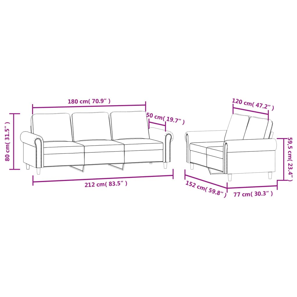 Light Gray Velvet 2 Piece Sofa Set X239823