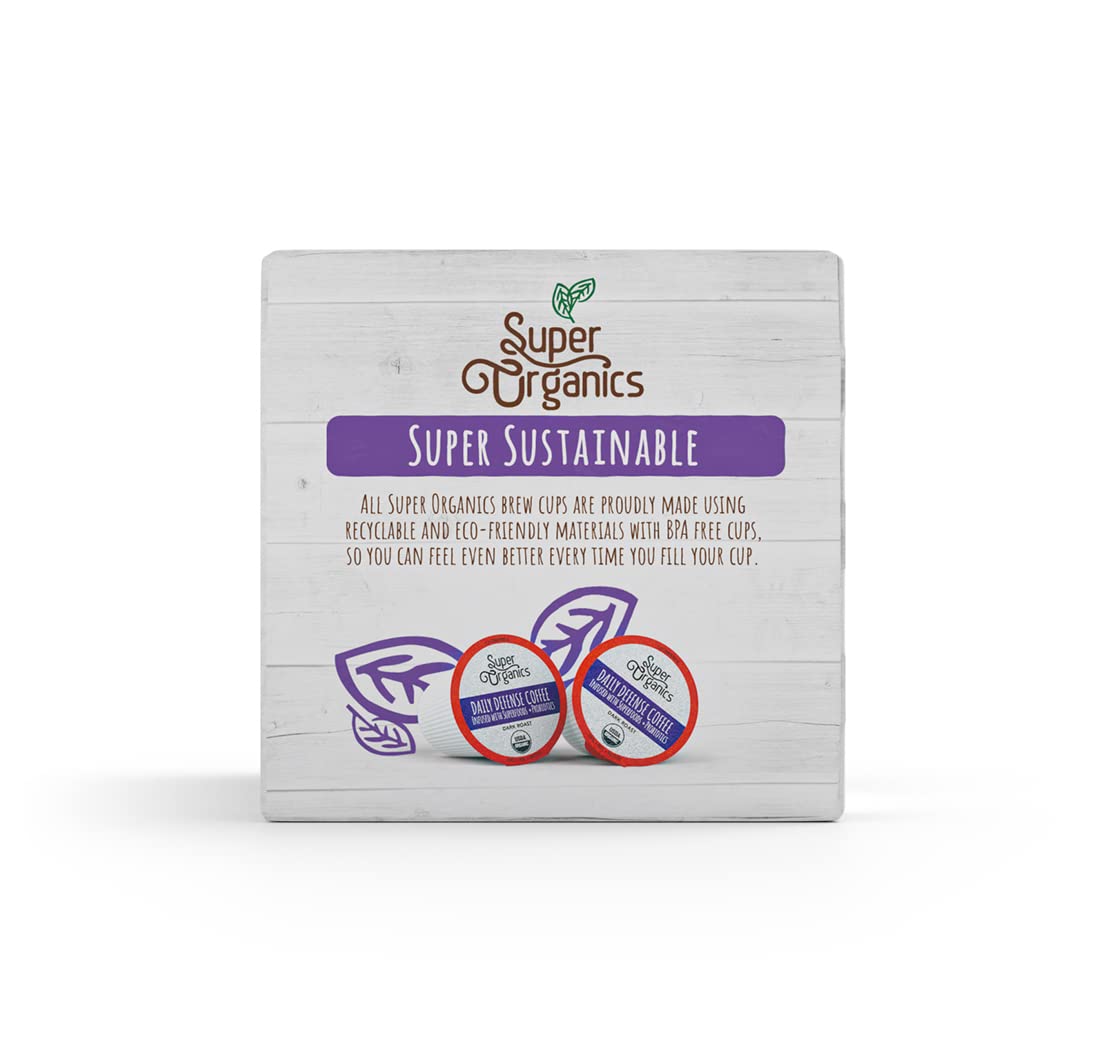 Organic Dark Roast Coffee K Cups with Superfoods and Probiotics, 10ct Single Serve Cups B304
