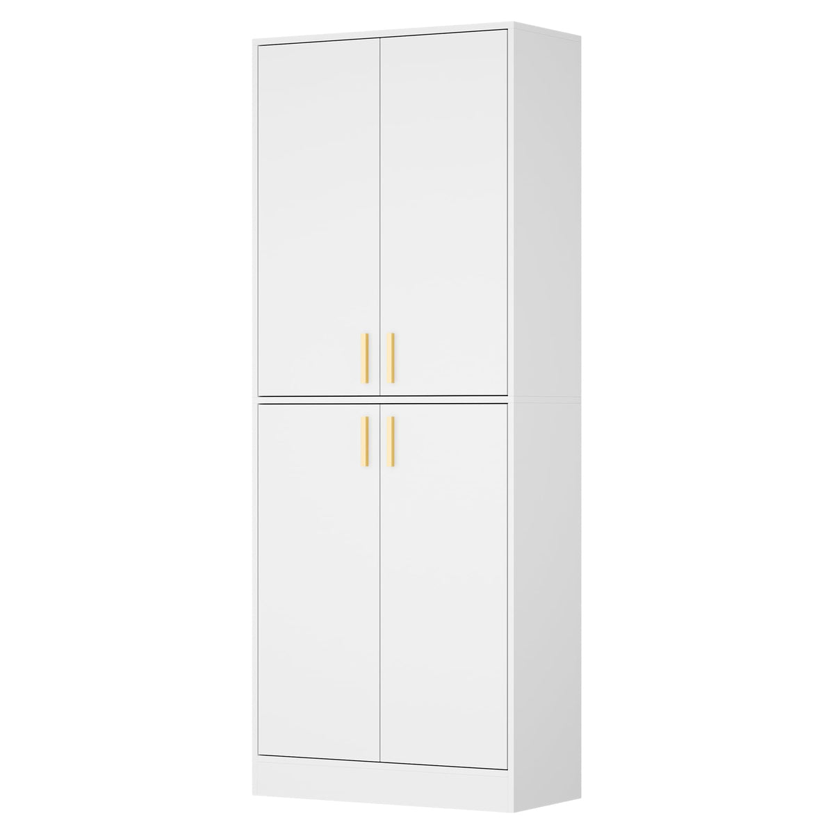 White Wood Storage Cabinet with Doors and Shelves J200