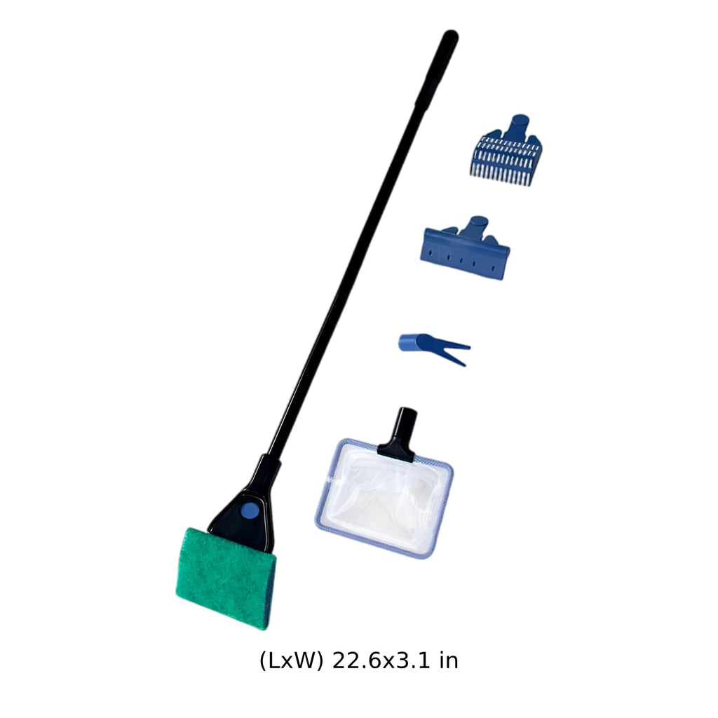 5 in 1 Aquarium Cleaning Kit with Algae Scraper Gravel Rake Fish Net and Brush R134532