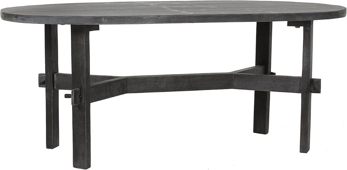 Black Oval Solid Acacia Wood Coffee Table C83397
