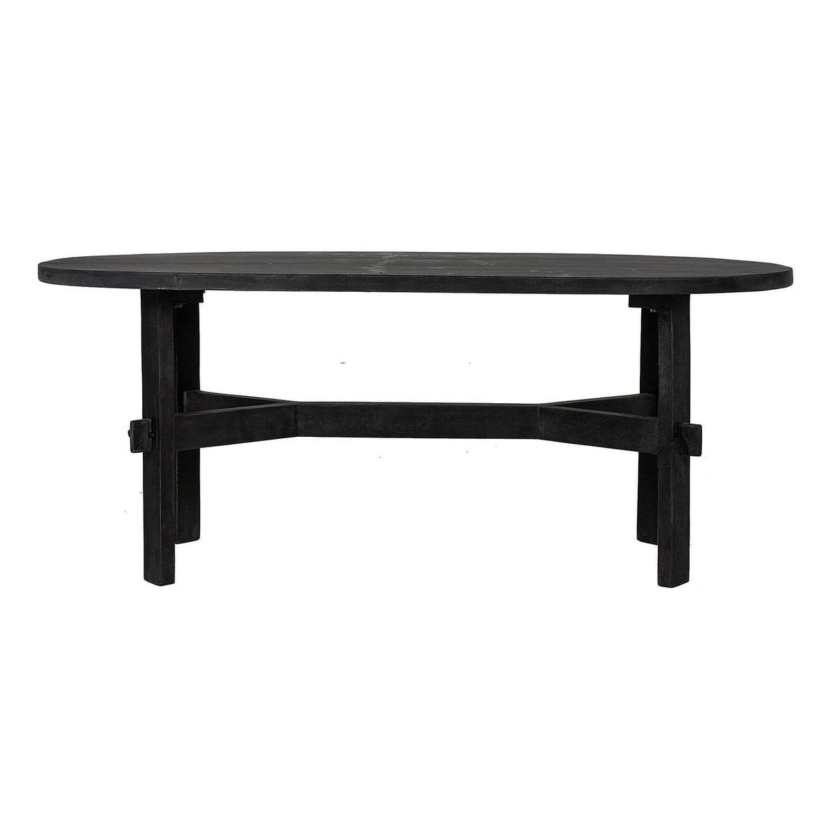Black Oval Solid Acacia Wood Coffee Table C83397