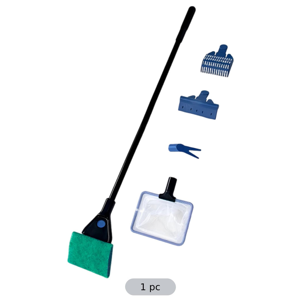 5 in 1 Aquarium Cleaning Kit with Algae Scraper Gravel Rake Fish Net and Brush R134532