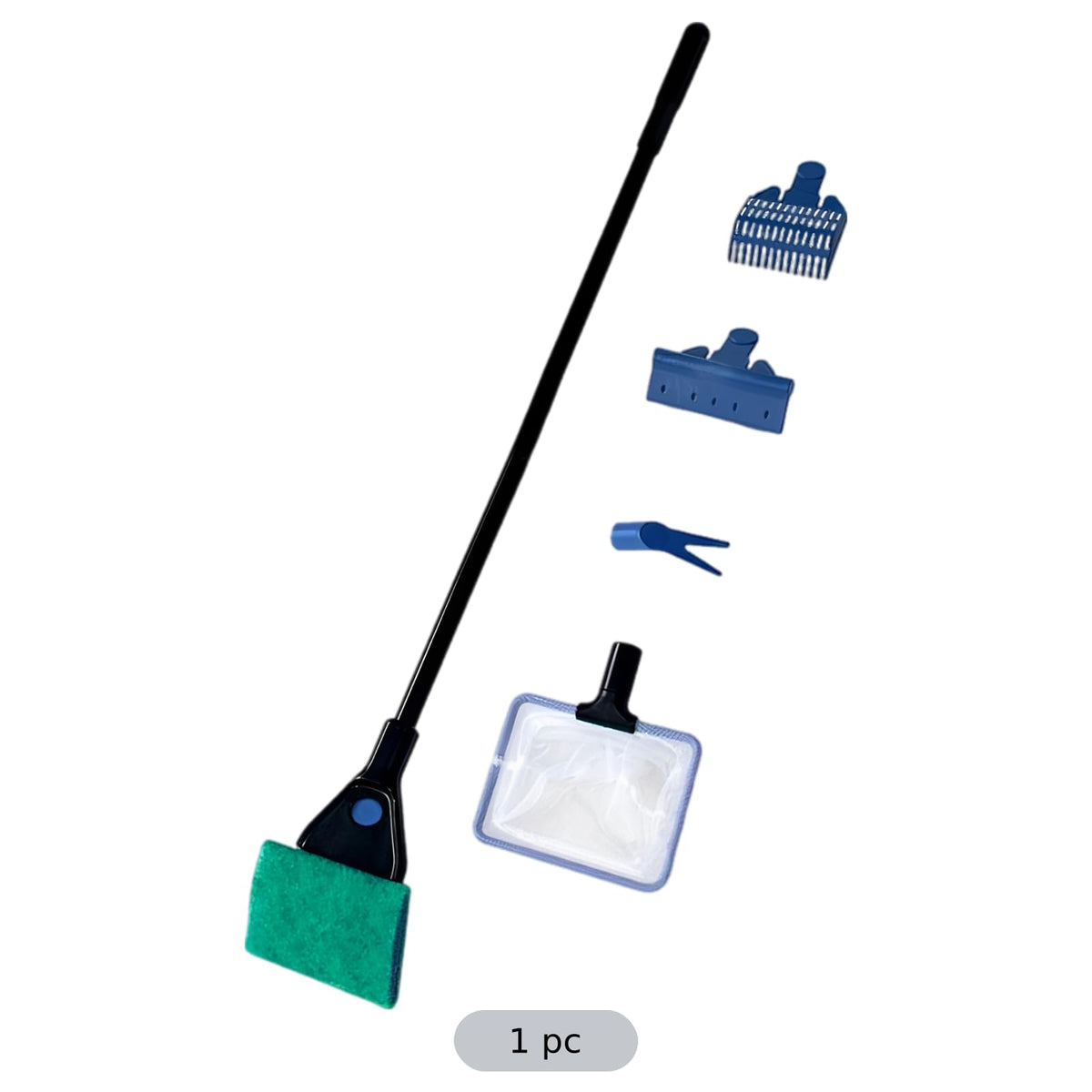 5 in 1 Aquarium Cleaning Kit with Algae Scraper Gravel Rake Fish Net and Brush R134532