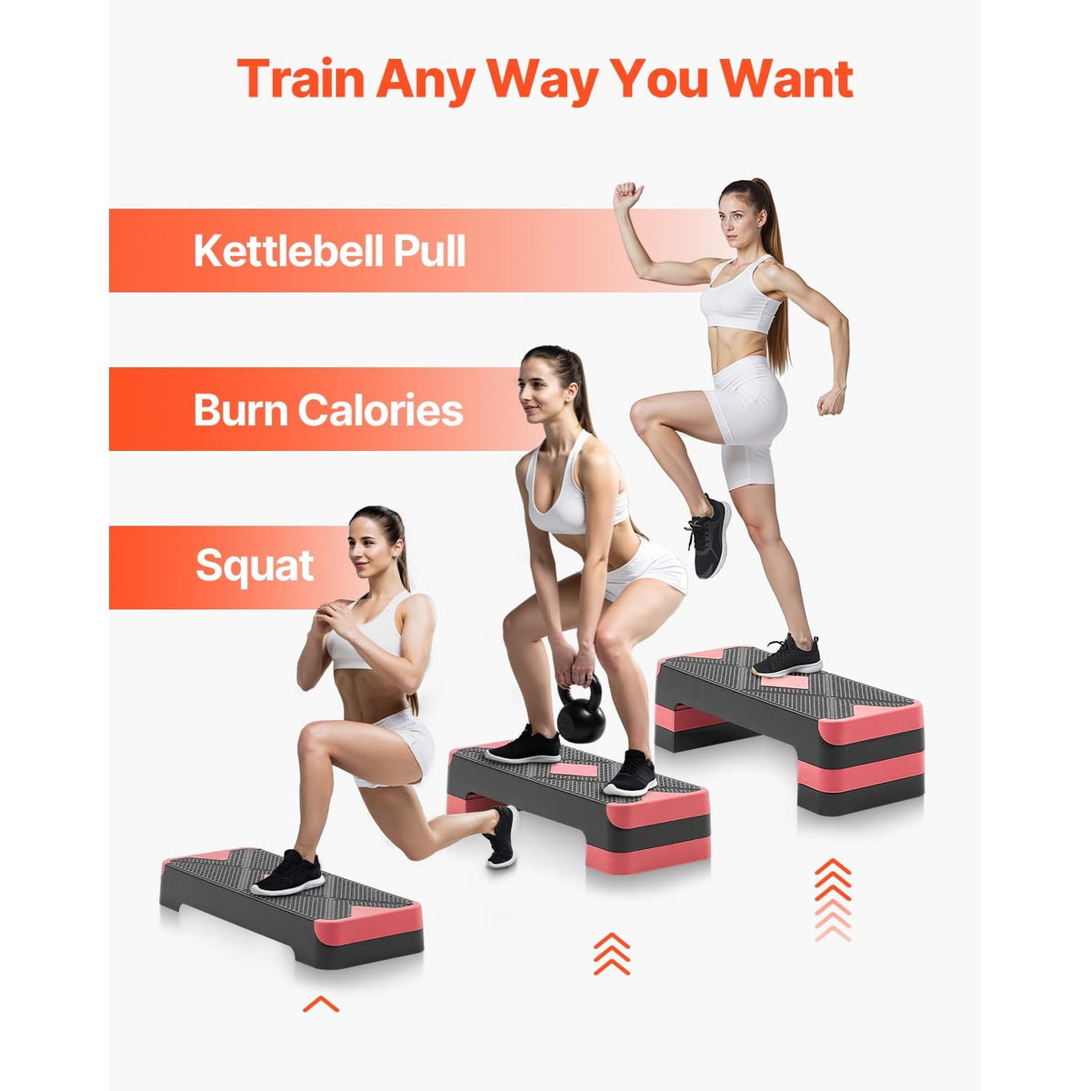 Adjustable Non Slip Aerobic Step Platform with 4 Risers Y848