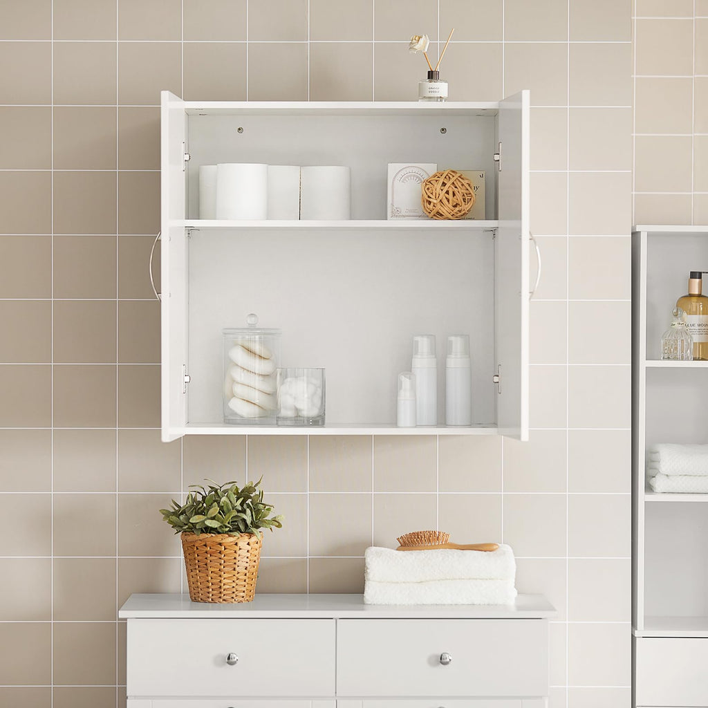 White Wall Storage Cabinet with Adjustable Shelf S494128