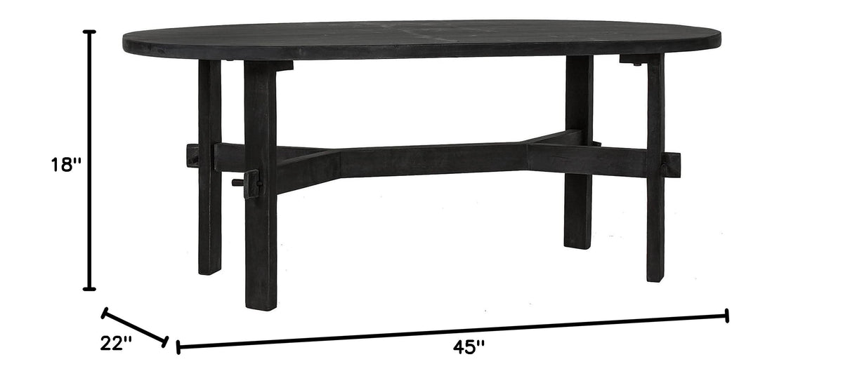 Black Oval Solid Acacia Wood Coffee Table C83397