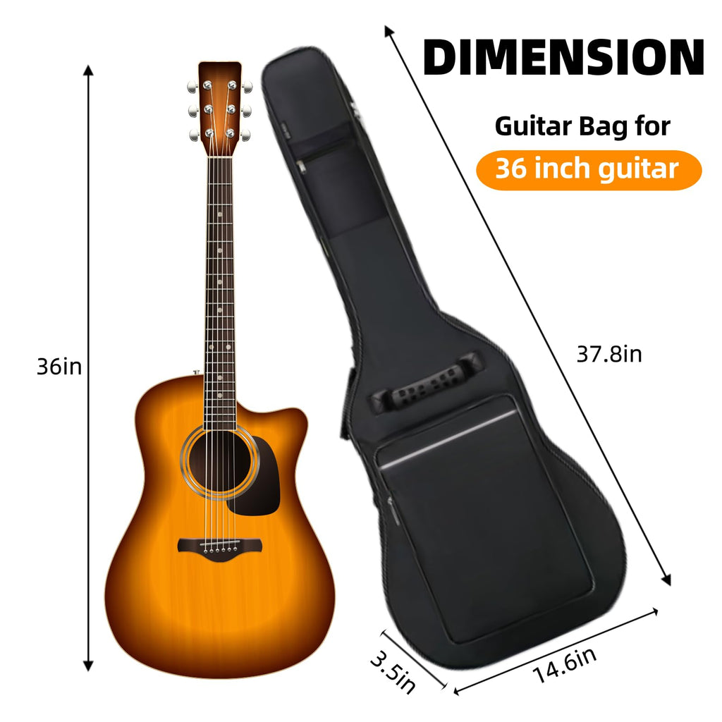 3/4 Size 36 Inch Acoustic Guitar Case Soft Padded Waterproof Gig Bag V415957