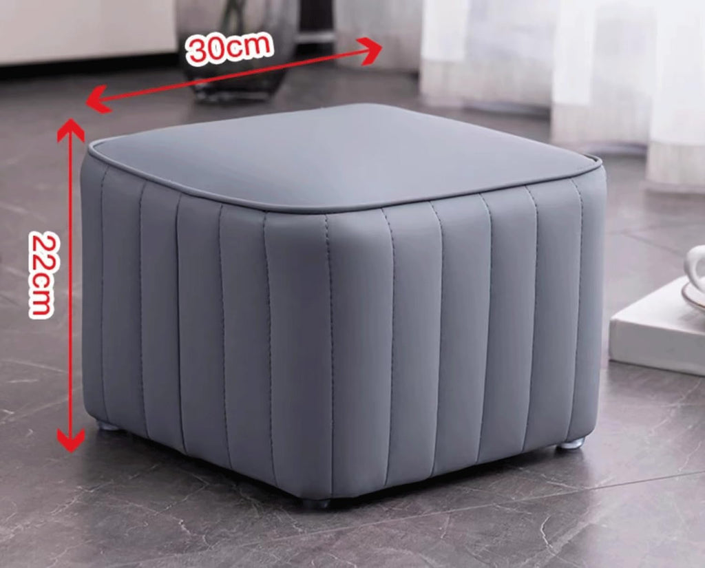 Leather Upholstered Square Footstool S501
