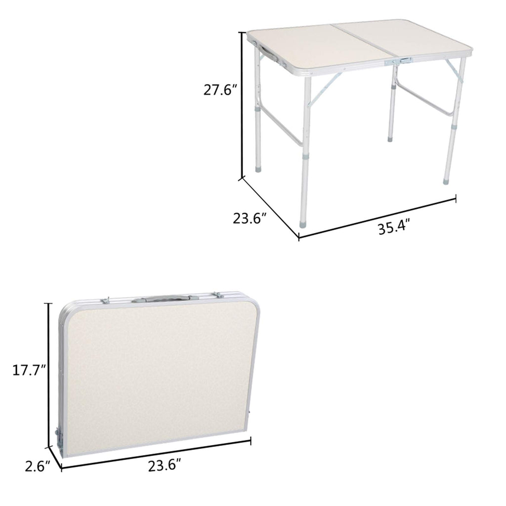 Folding Picnic Table 3FT Portable Camping Table White I8001