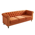 Orange Velvet 3 Seater Chesterfield Sofa I3179