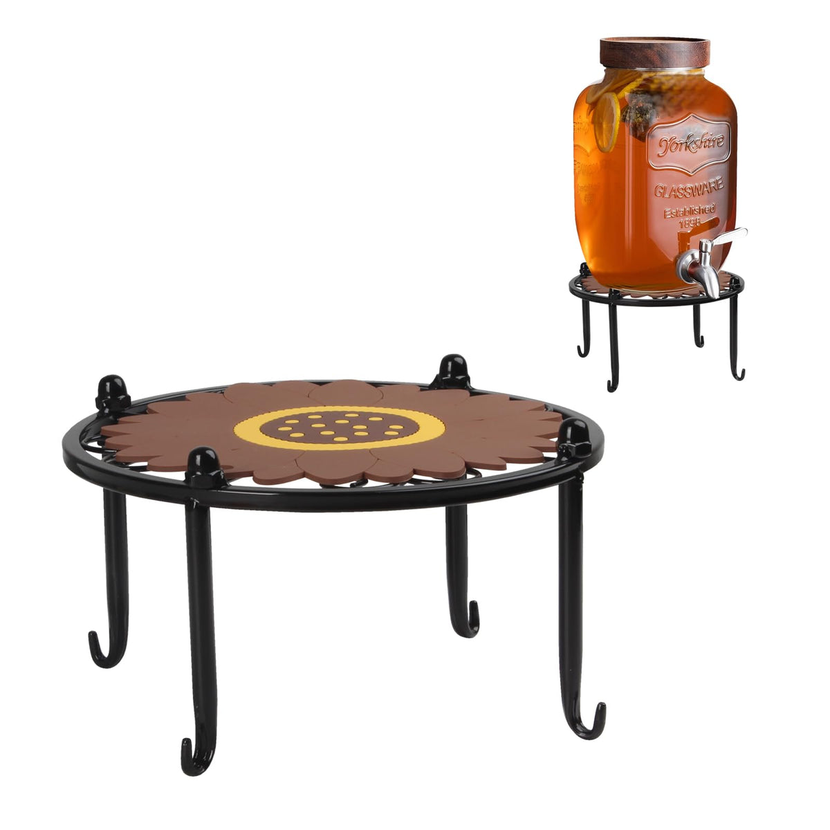 Black Metal Beverage Dispenser Stand, Max Diameter 8" Q3869
