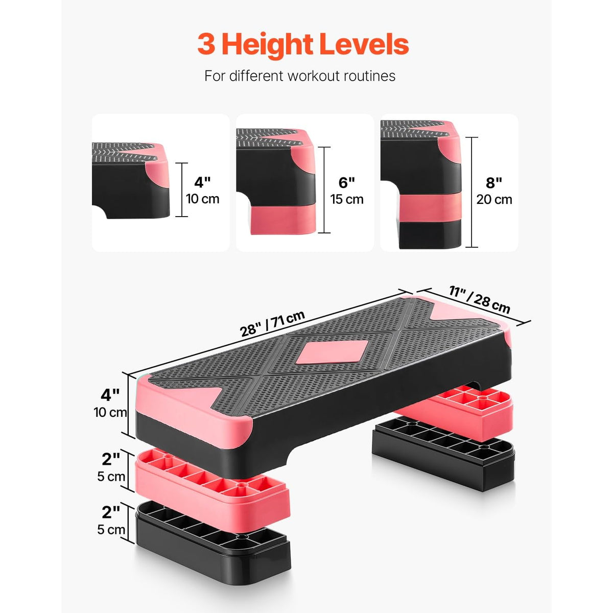 Adjustable Non Slip Aerobic Step Platform with 4 Risers Y848