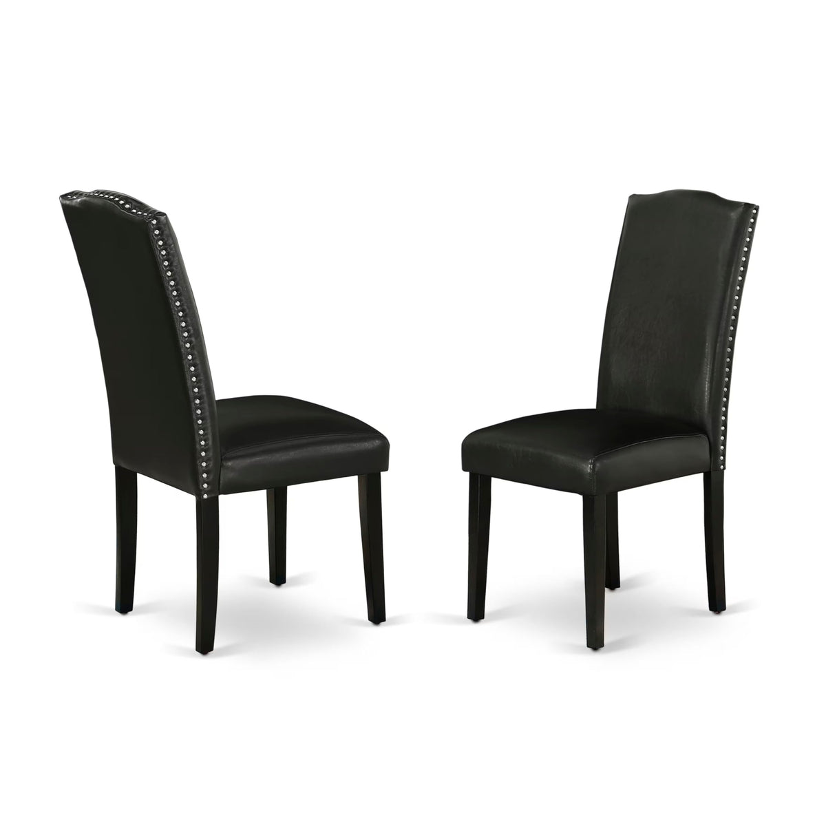Black Faux Leather Padded Dining Chairs Set of 2 Z704