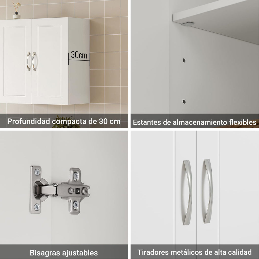 White Wall Storage Cabinet with Adjustable Shelf S494128