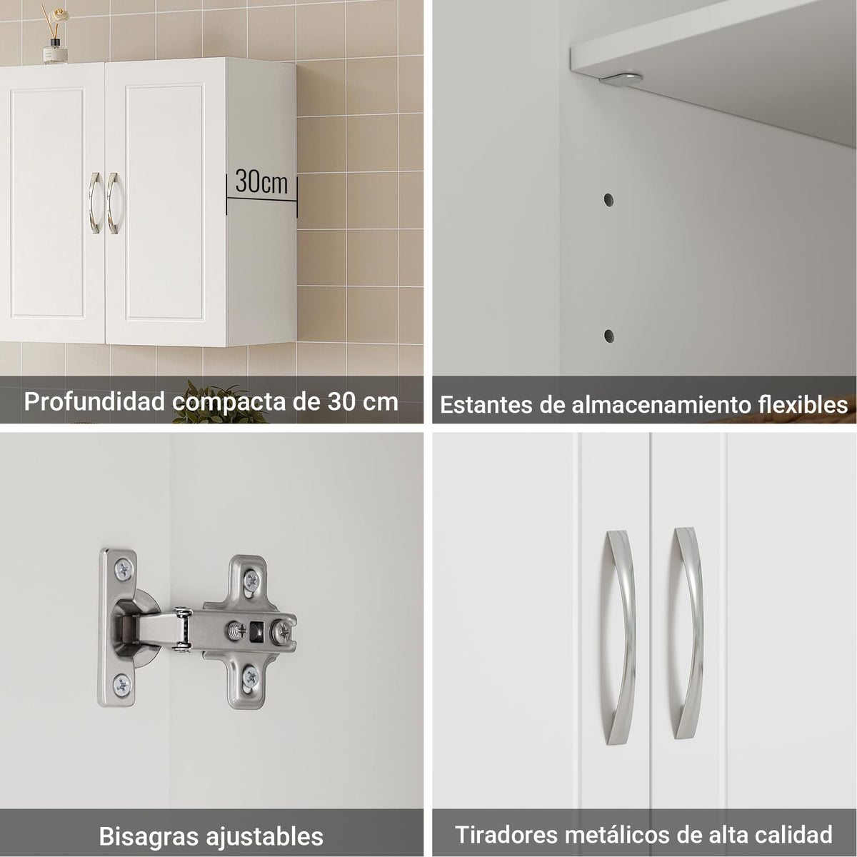 White Wall Storage Cabinet with Adjustable Shelf S494128