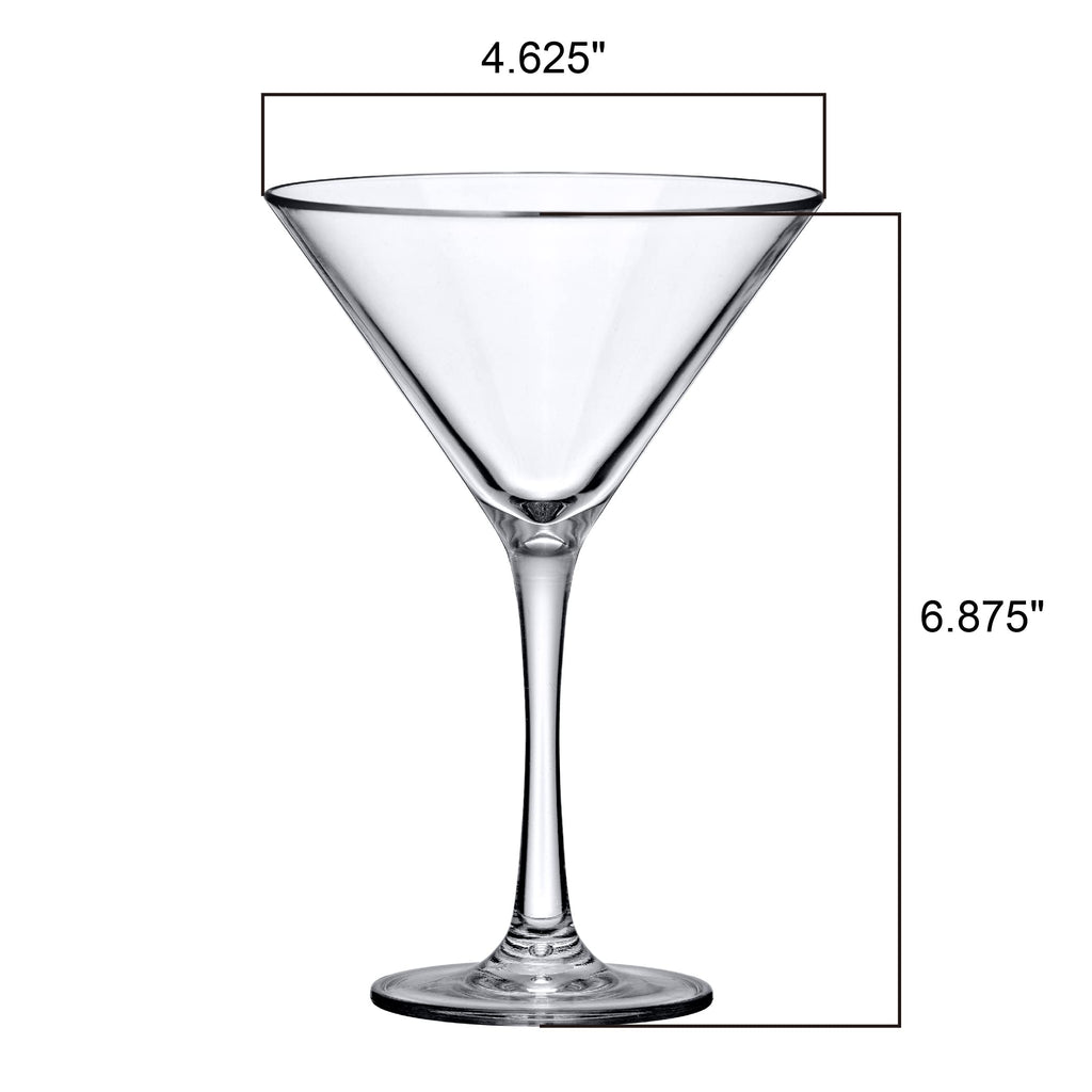 10-Ounce Plastic Martini Glasses Set of 6, Reusable, BPA-Free, Shatter-Proof, Dishwasher-Safe G442