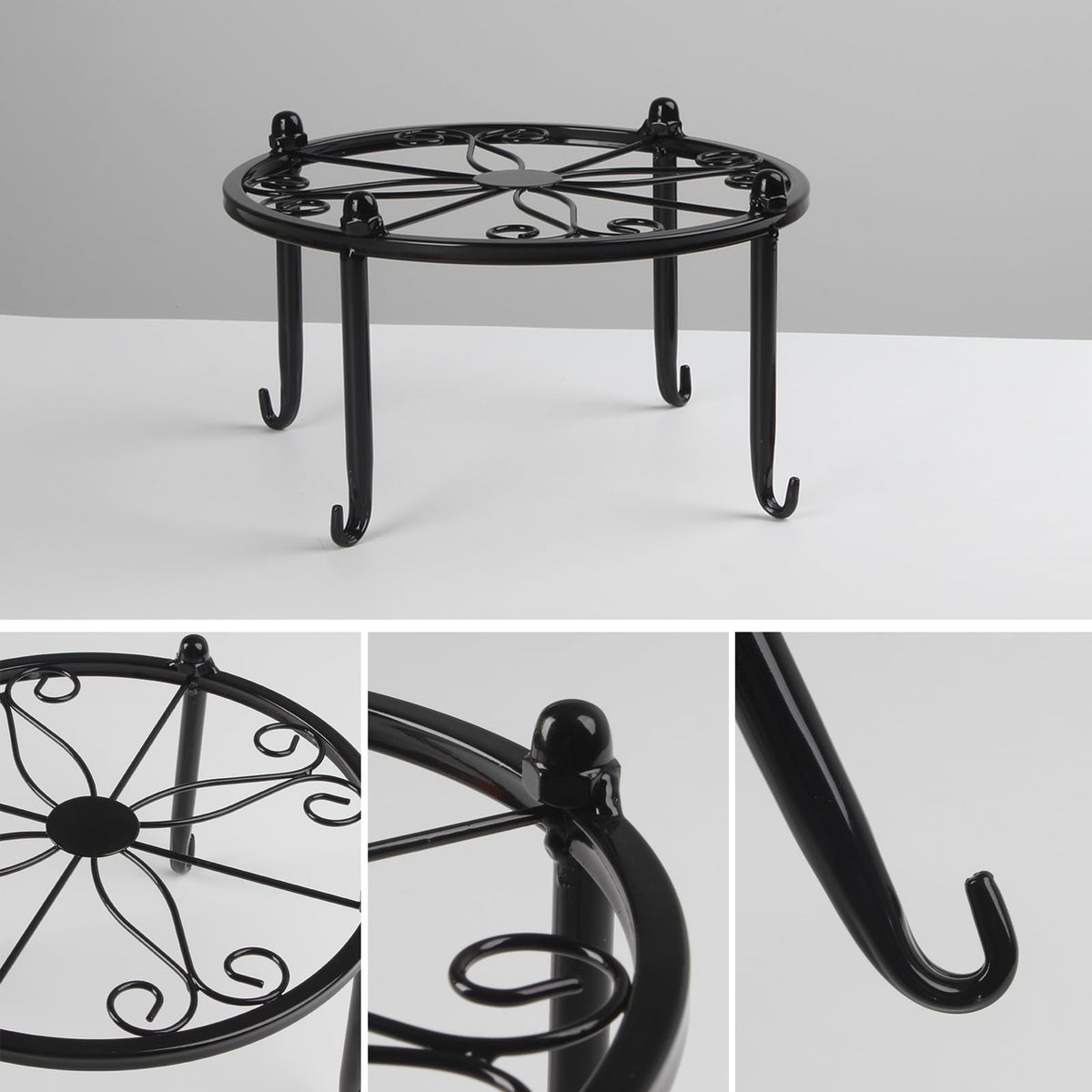 Black Metal Beverage Dispenser Stand, Max Diameter 8" Q3869