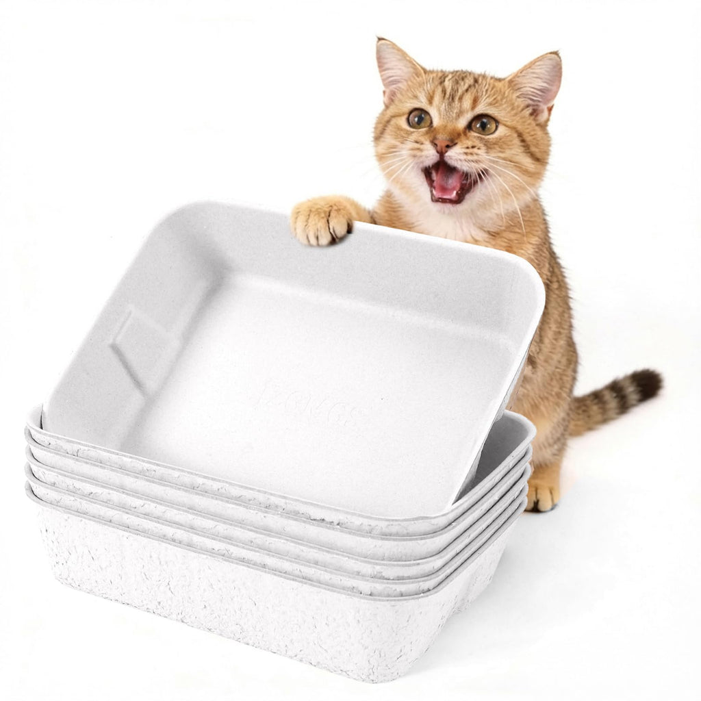 Disposable Cat Litter Boxes White Large 6-Pack G946