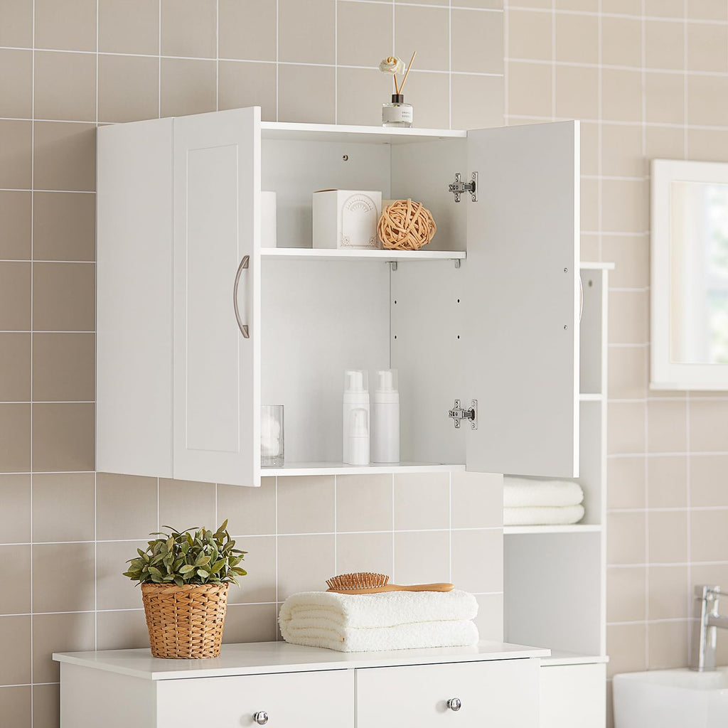 White Wall Storage Cabinet with Adjustable Shelf S494128