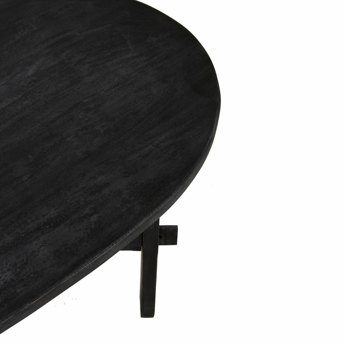 Black Oval Solid Acacia Wood Coffee Table C83397