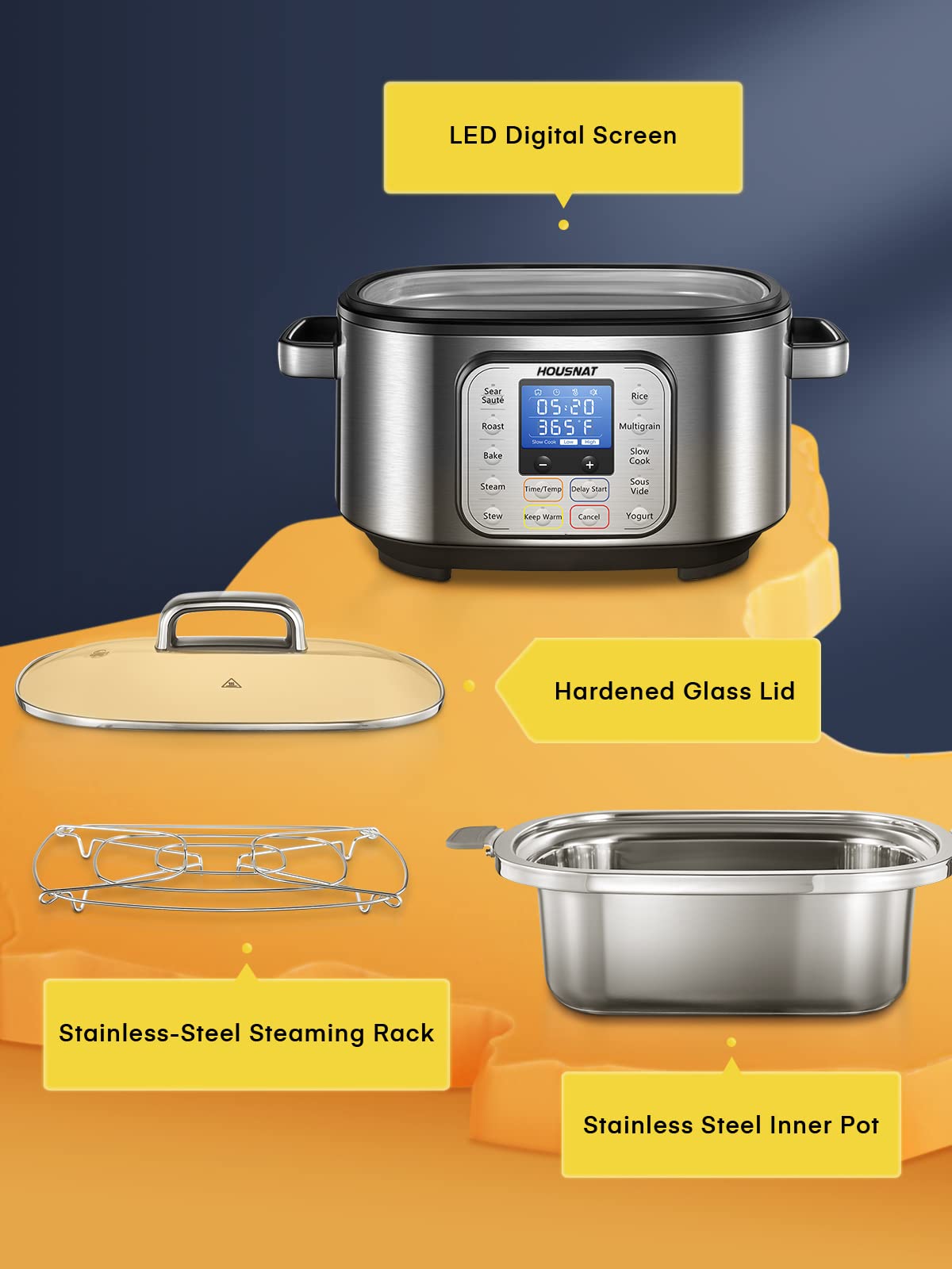 6 Quart Programmable Stainless Steel Slow Cooker E102