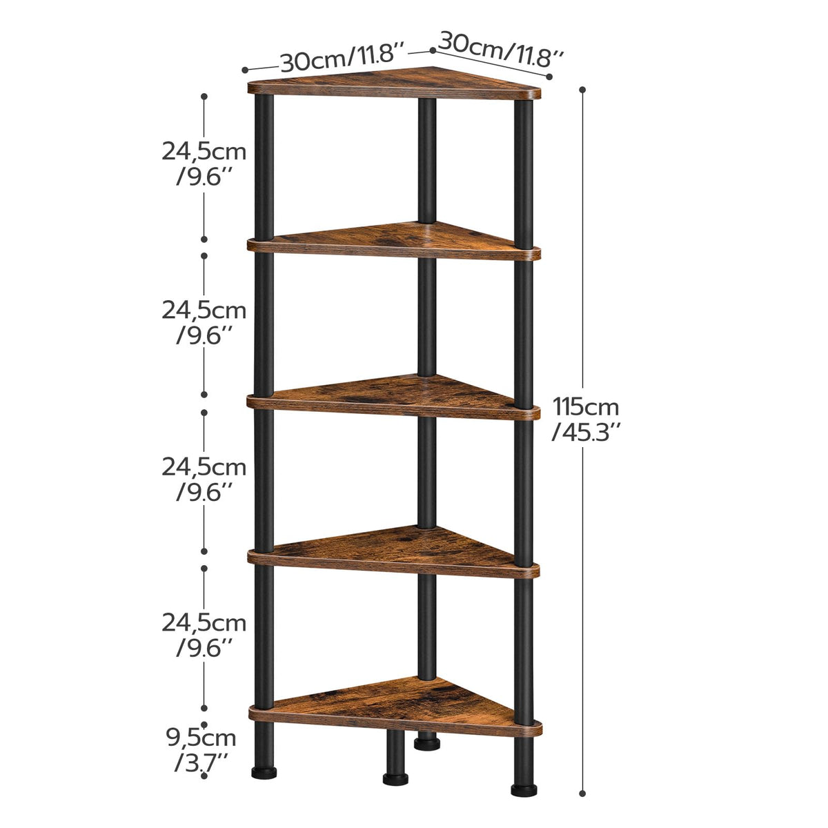 5-Tier Corner Bookshelf with Metal Frame L221388