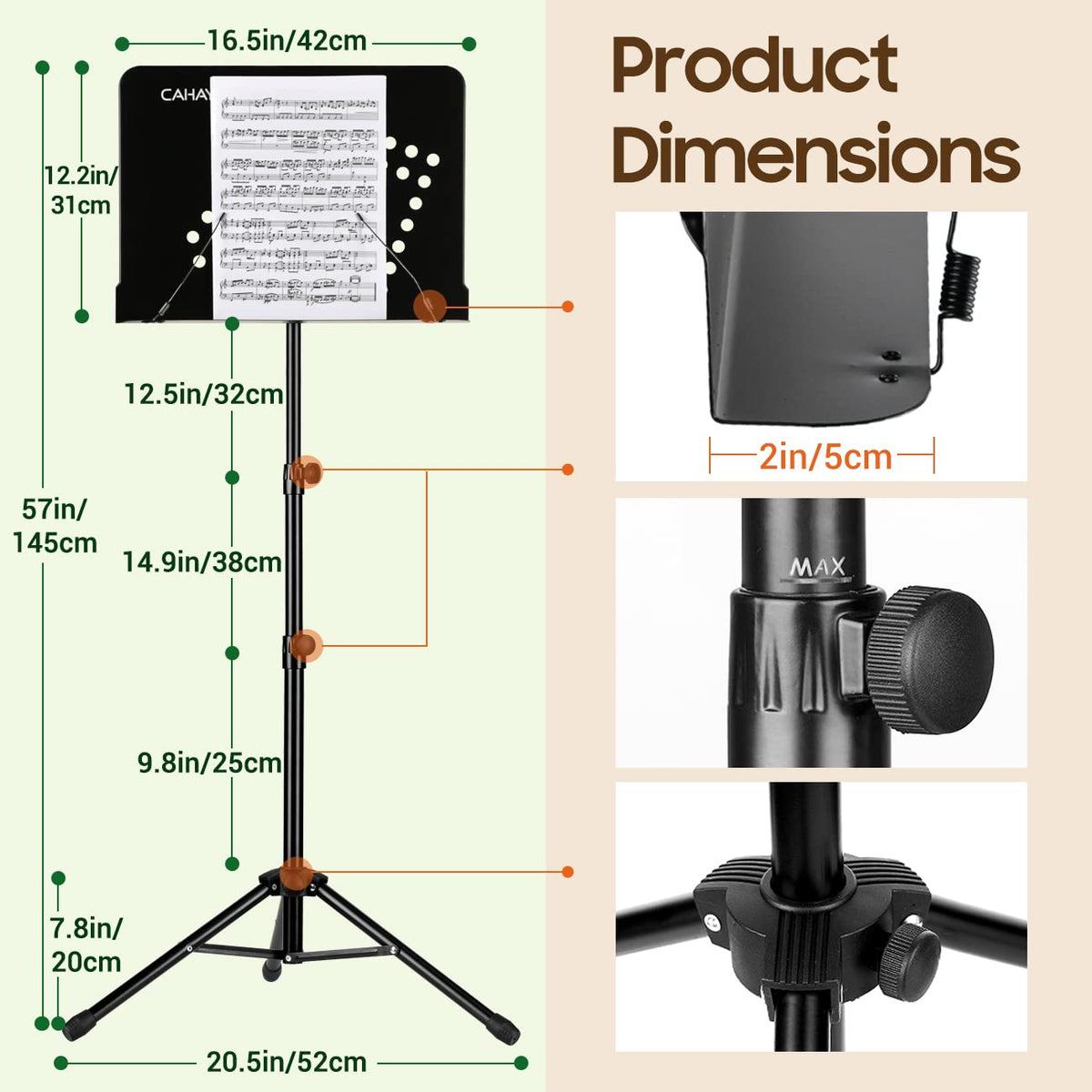 Adjustable Metal Sheet Music Stand with Carry Bag O321330