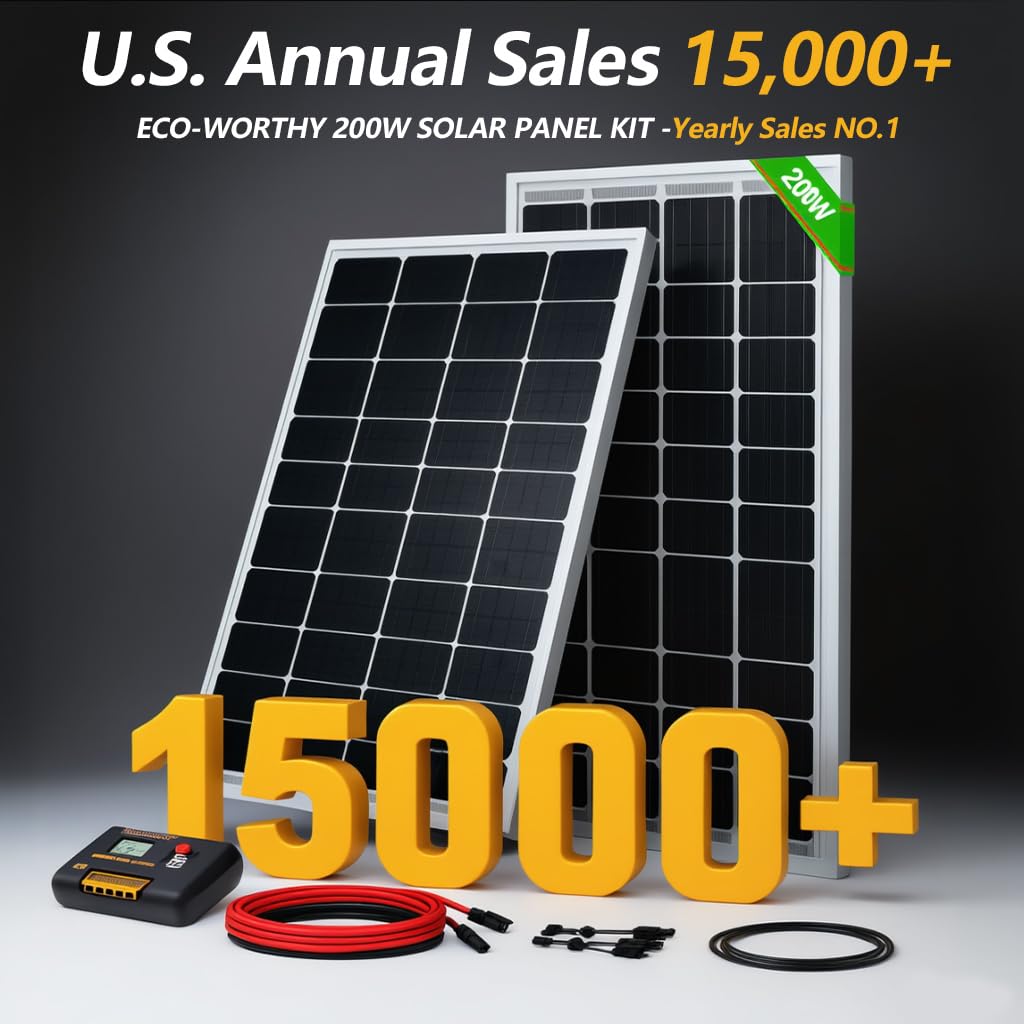 200 Watts 12 Volt/24 Volt Monocrystalline Solar Panel Kit with 30A PWM Charge Controller B9173