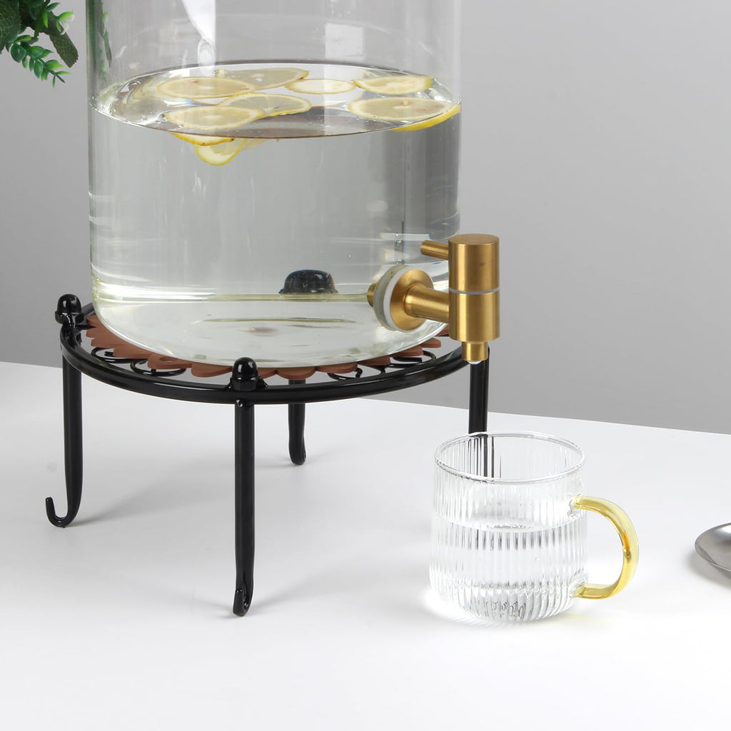 Black Metal Beverage Dispenser Stand, Max Diameter 8" Q3869