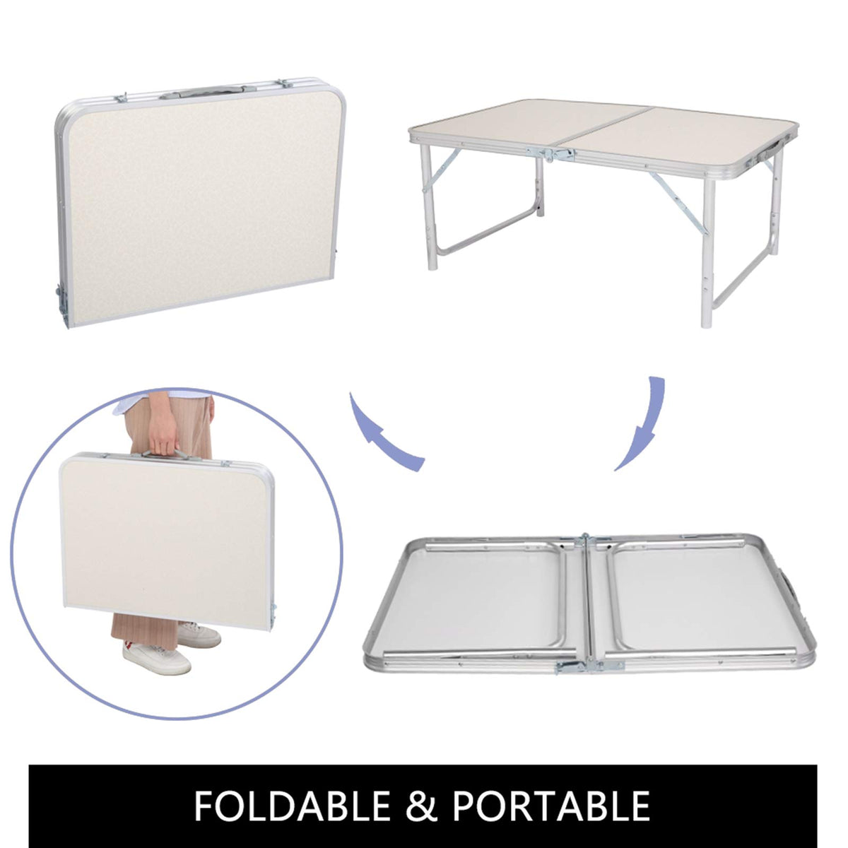 Folding Picnic Table 3FT Portable Camping Table White I8001