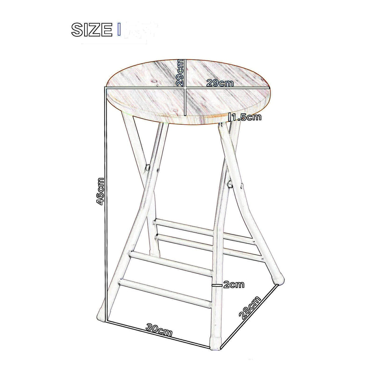 Folding Stool Round Wooden Board F360652