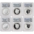 Set of 6 American Silver Morgan and Peace $1 V7262