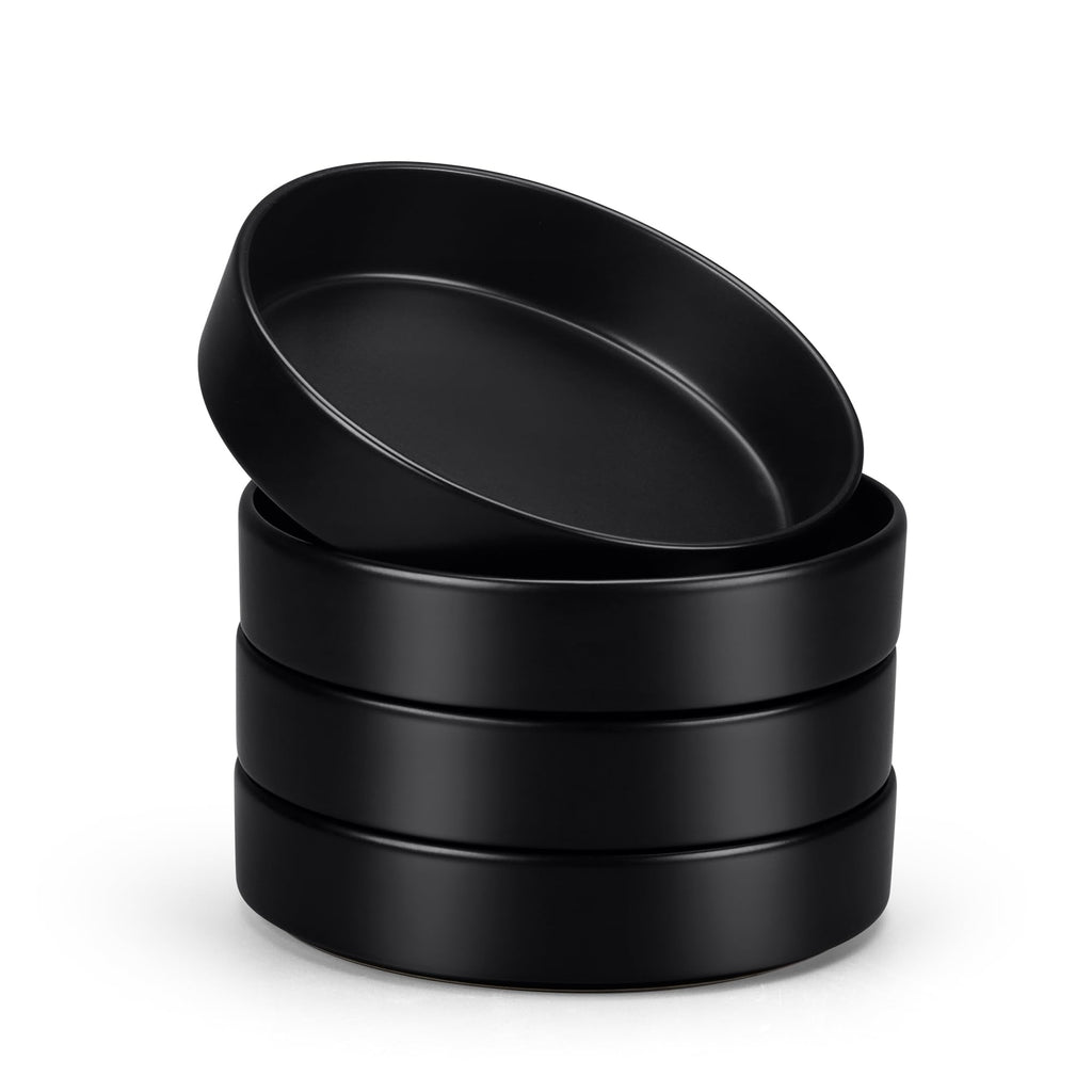 Black Ceramic Pasta Bowls Set of 4 G791