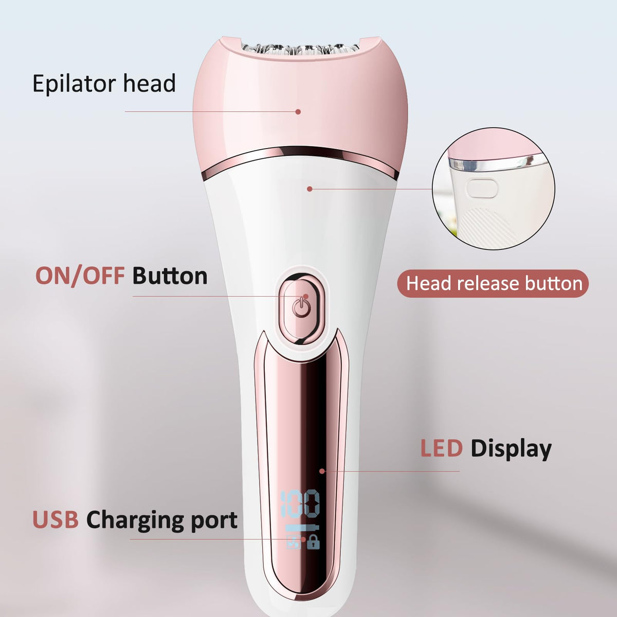 6 in 1 IPX7 Waterproof Rechargeable Epilator H26492