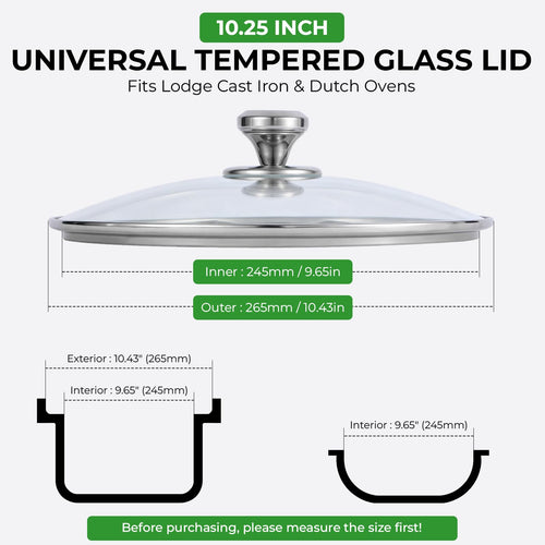 10.25 Inch Tempered Glass Lid with Stainless Steel Knob D67785