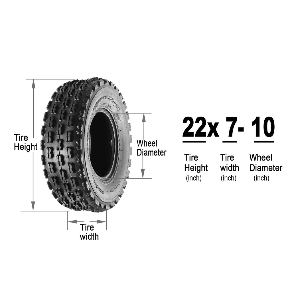 Set of 4 Sport ATV Tires 22x7-10 Front & 20x10-9 Rear 4PR Y26773