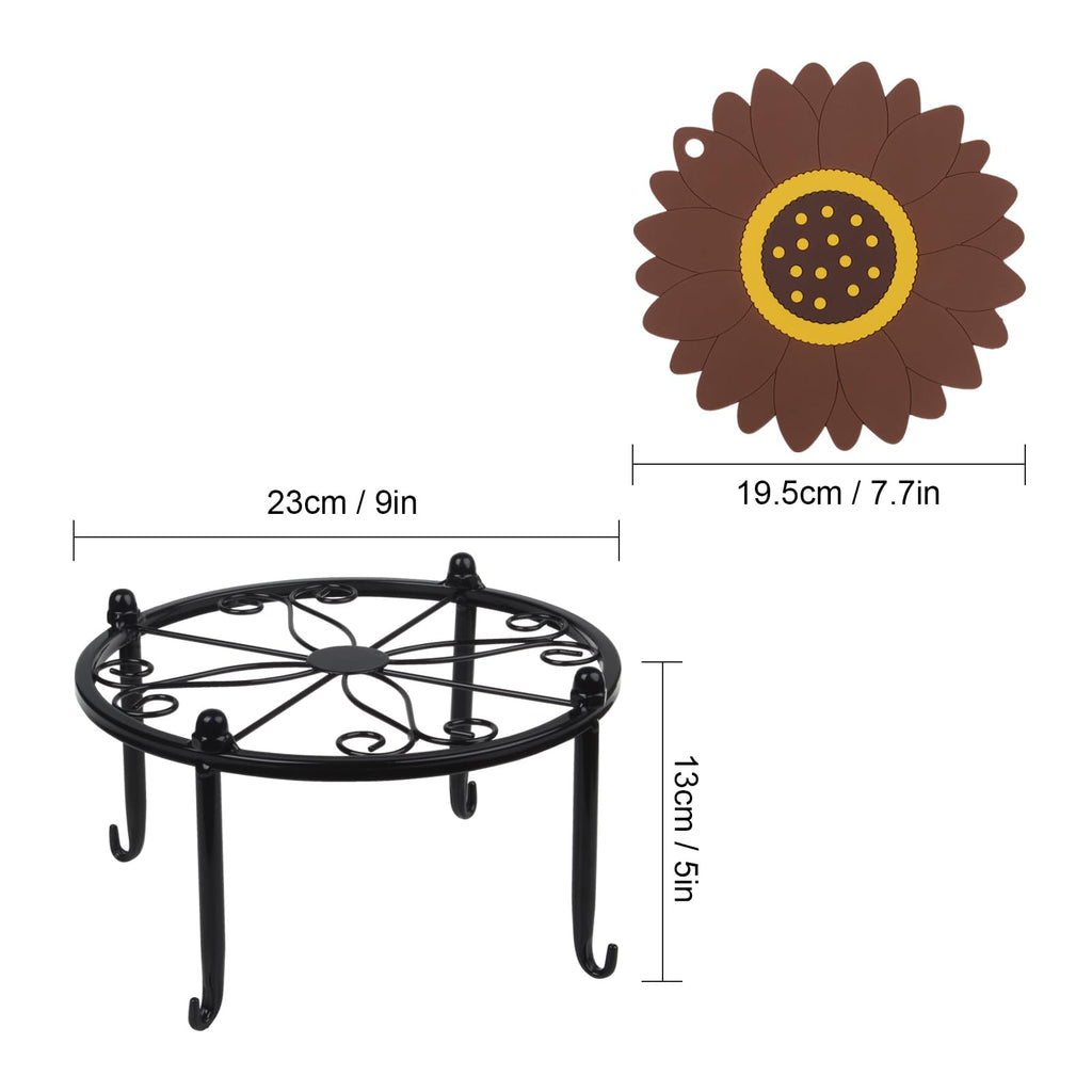 Black Metal Beverage Dispenser Stand, Max Diameter 8" Q3869