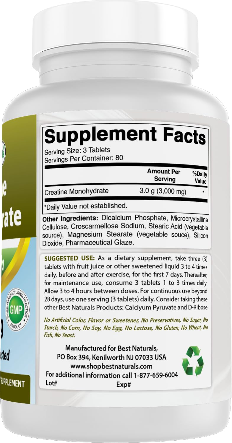 Creatine Monohydrate 1000 mg 240 Tablets I656