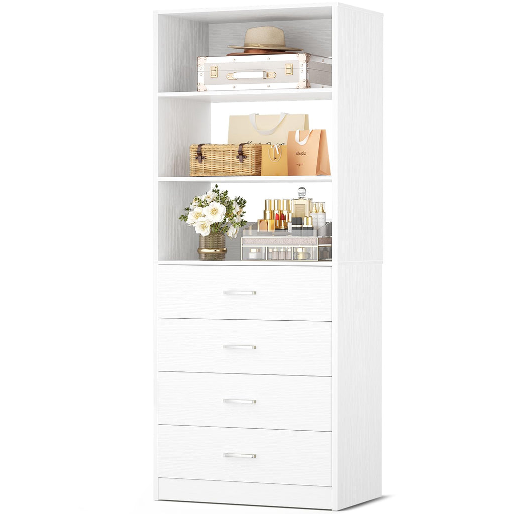 White Wood Closet Organizer System V837
