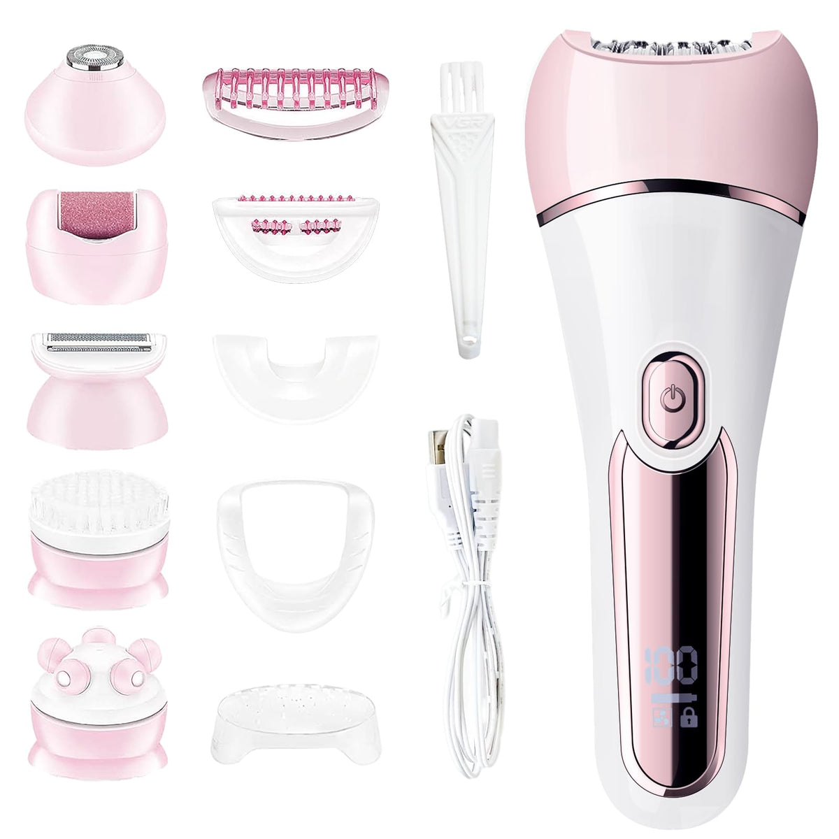 6 in 1 IPX7 Waterproof Rechargeable Epilator H26492
