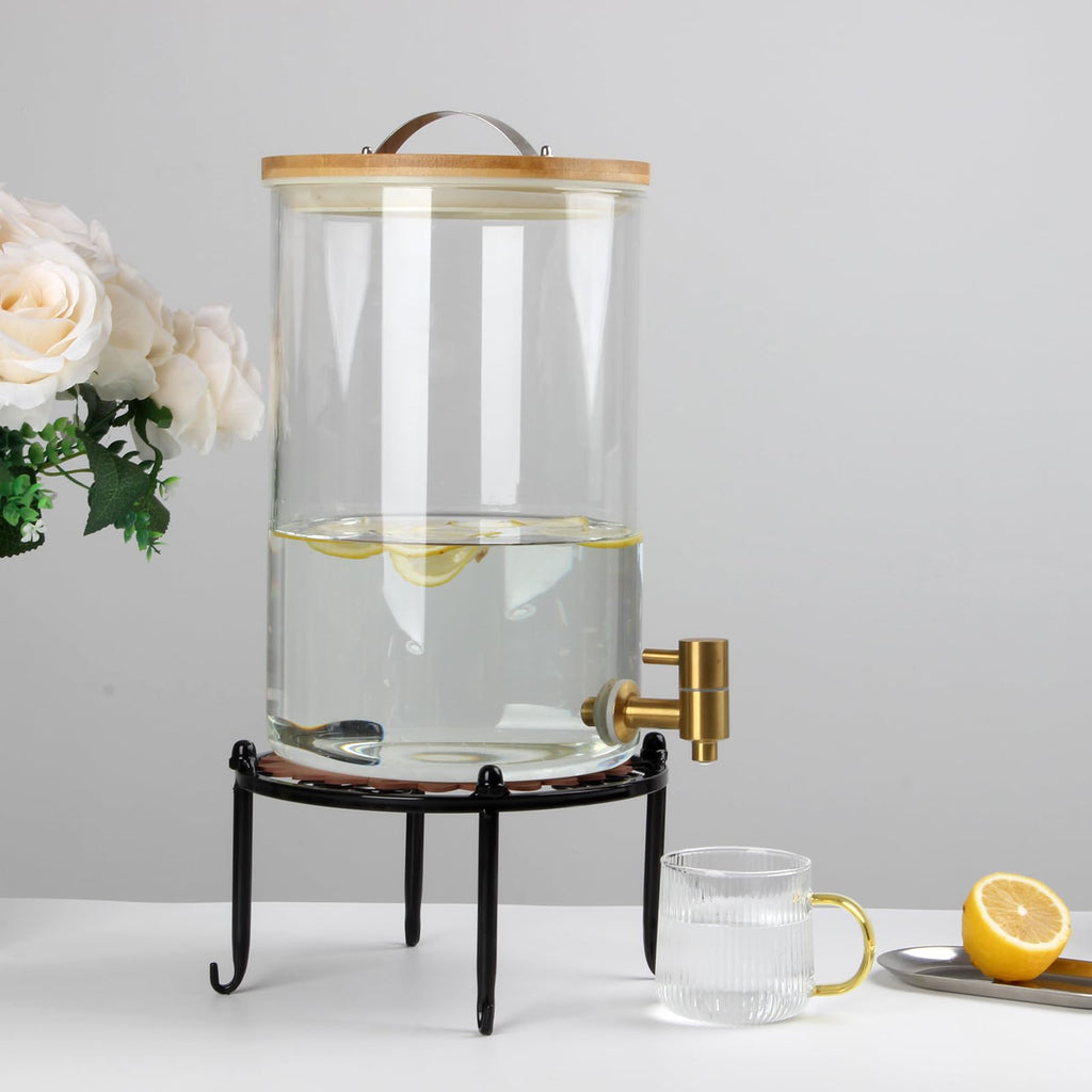 Black Metal Beverage Dispenser Stand, Max Diameter 8" Q3869