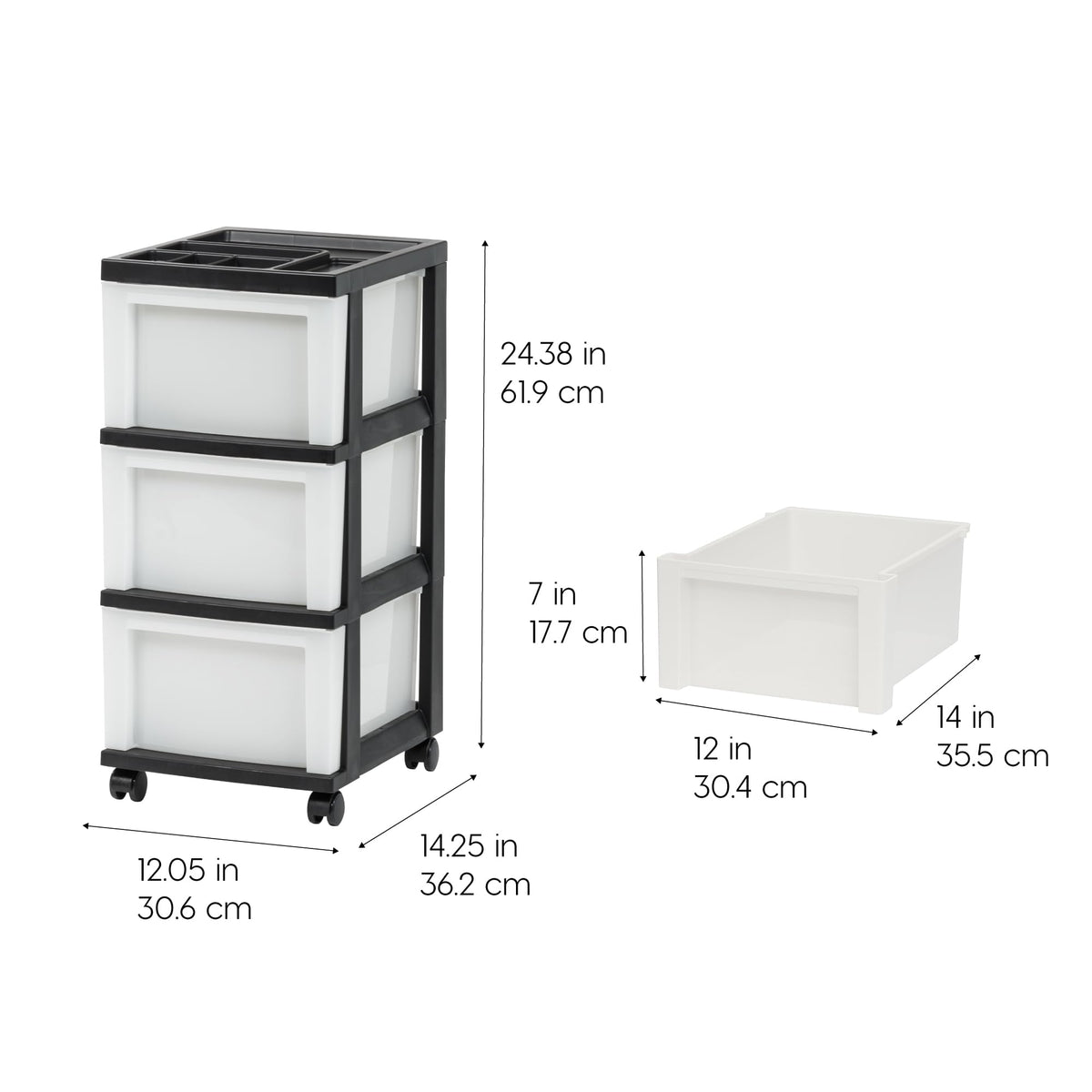3 Drawer Rolling Storage Cart Q8577