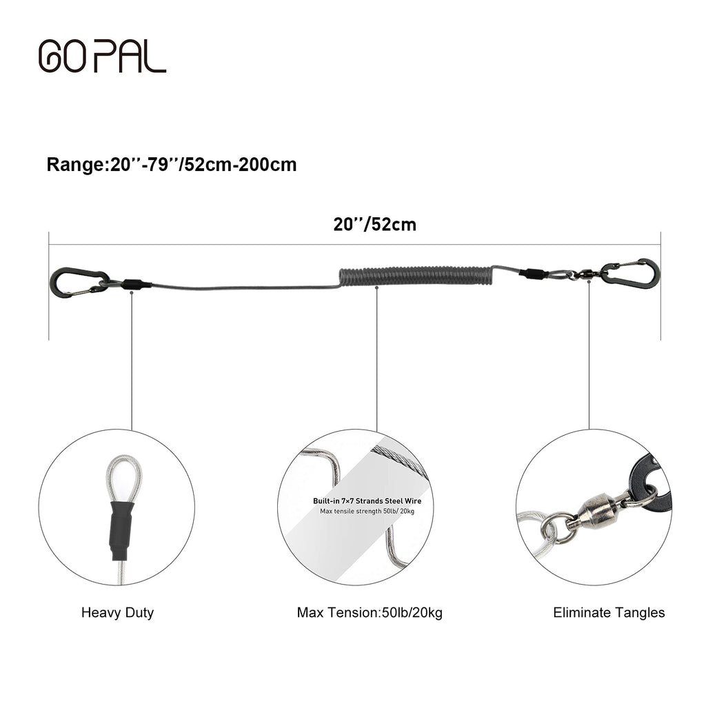 Heavy Duty Kayak Paddle Leash, Retractable Fishing Rod Tether, 2 Pack N905