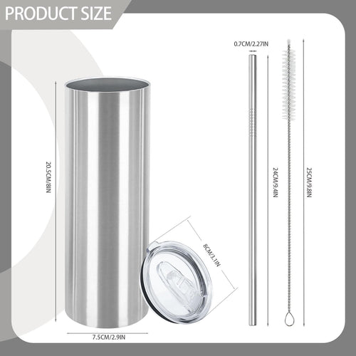 16 Pack 20oz Stainless Steel Insulated Tumblers with Lid and Straw J826
