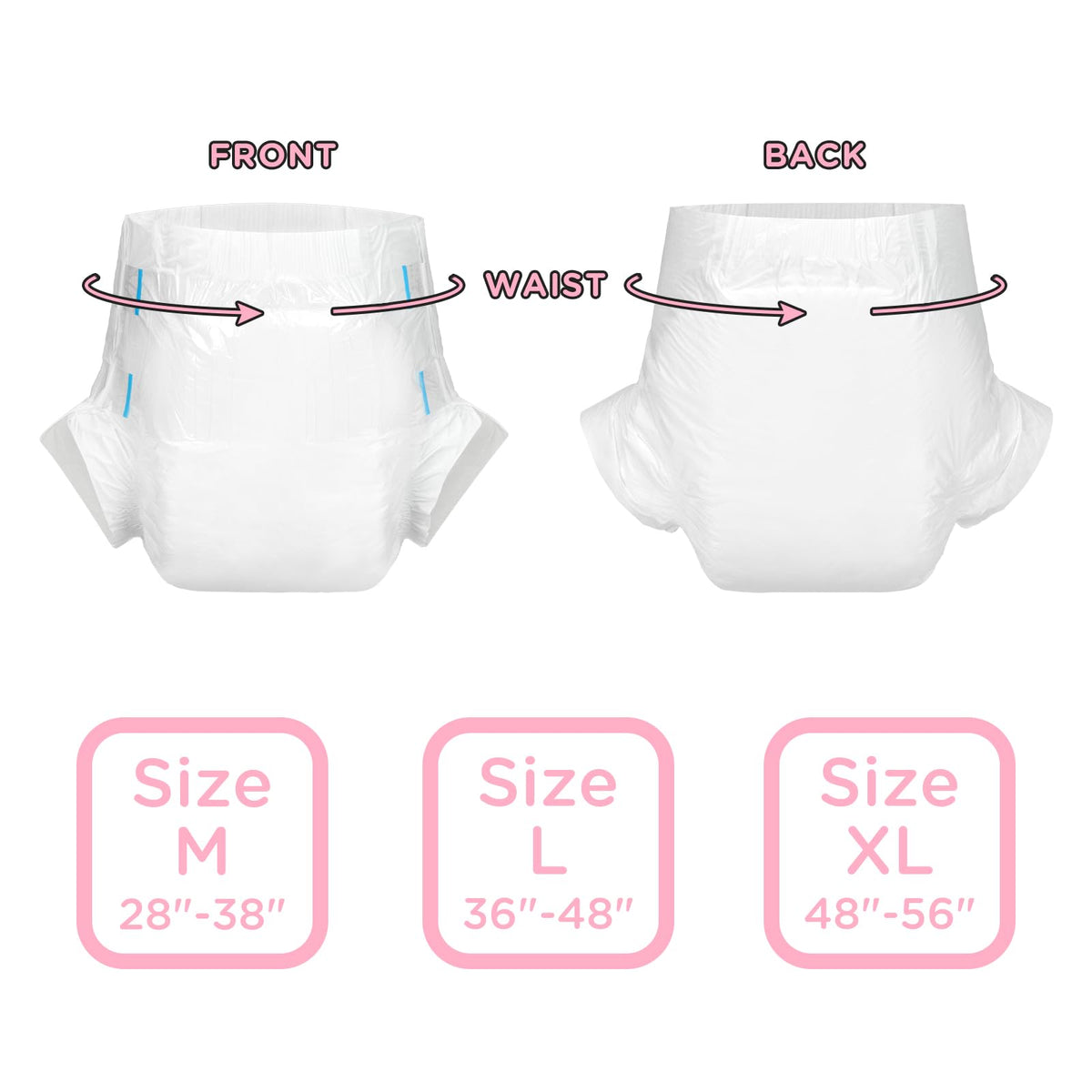 Adjustable Adult Diaper 10 Pieces White Medium W62630