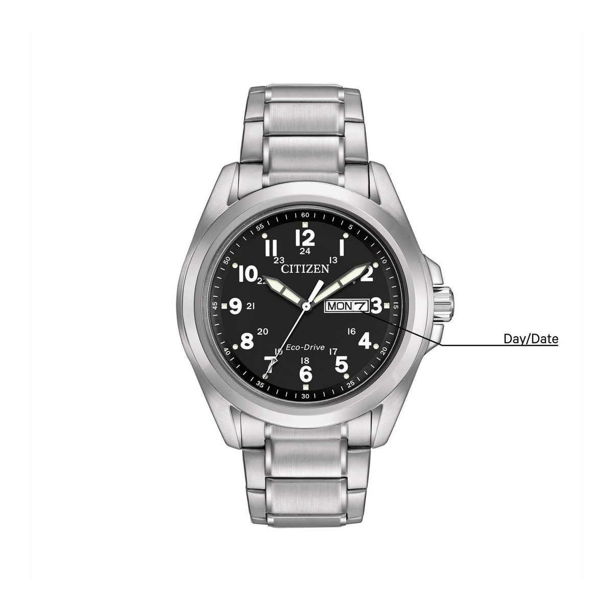 Stainless Steel Black Dial 43mm Field Watch Y755